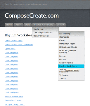 Rhythm Worksheets Tab